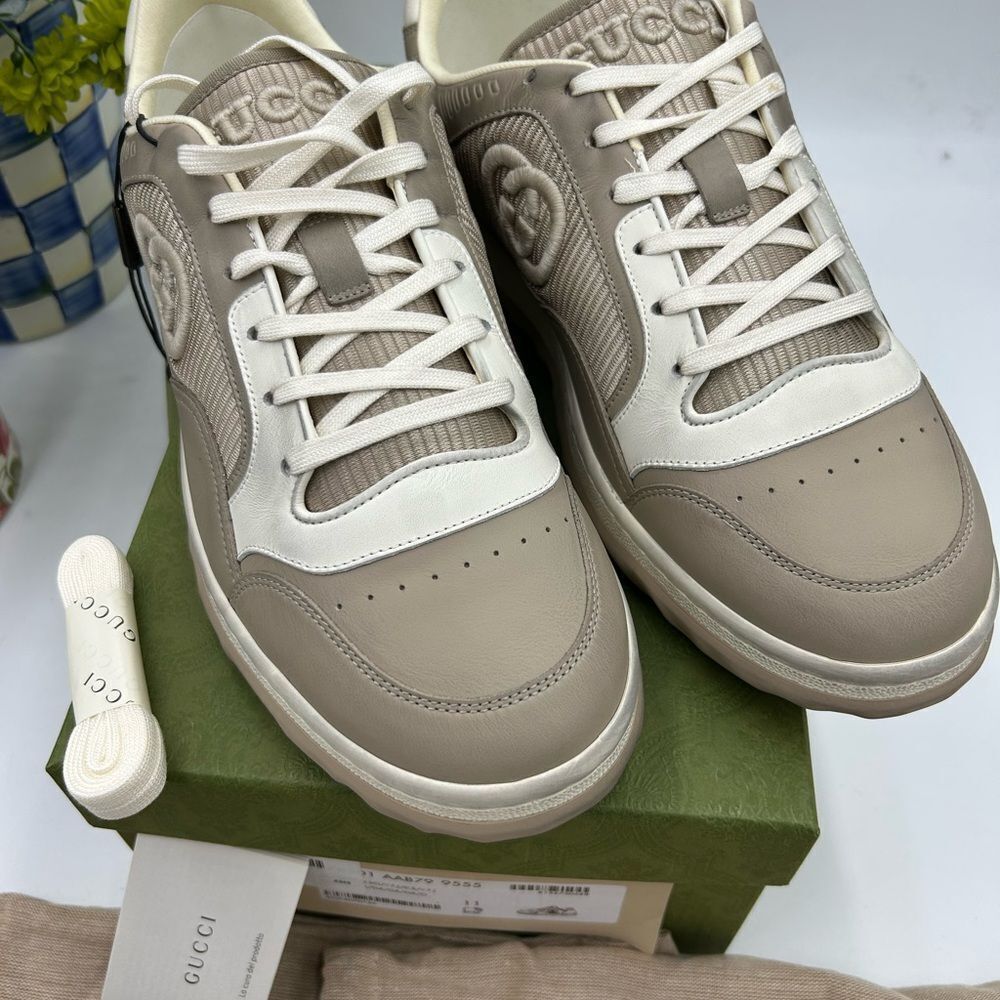 Men's Gucci Mac 80 low top leather  sneakers size 11 fits 11.5 US made in Italy - Picture 2 of 13